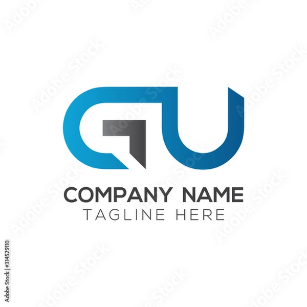 Fototapeta Initial GU Letter Linked Logo. GU letter Type Logo Design vector Template. Abstract Letter GU logo Design