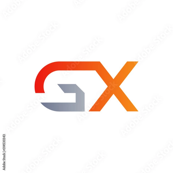 Fototapeta Initial GX Letter Linked Logo. GX letter Type Logo Design vector Template. Abstract Letter GX logo Design