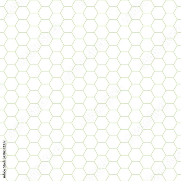 Fototapeta Simple pastel green and white hexagonal honeycomb design. Seamless geometric vector pattern. Great for wellness, garden, beauty, health products, packaging, baby, as a coordinate or blender