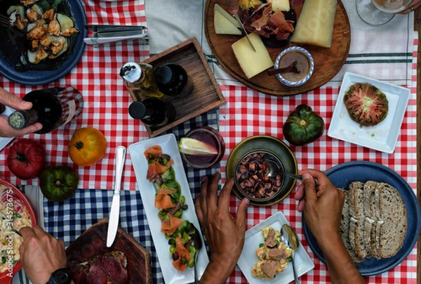 Obraz Table with food, zenithal view