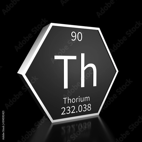 Fototapeta Periodic Table Element Thorium Rendered Metal on Black on Black