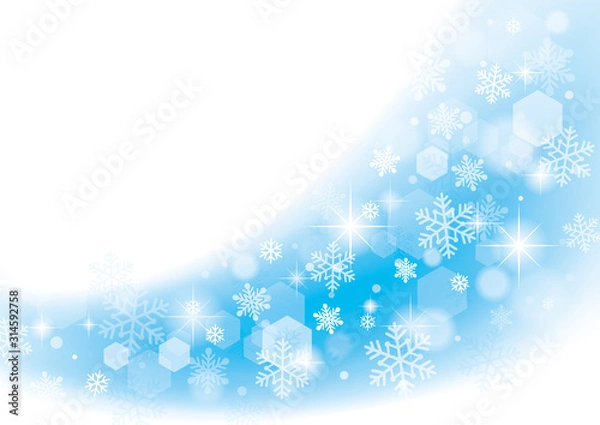 Fototapeta 雪の結晶　冬の背景　青	