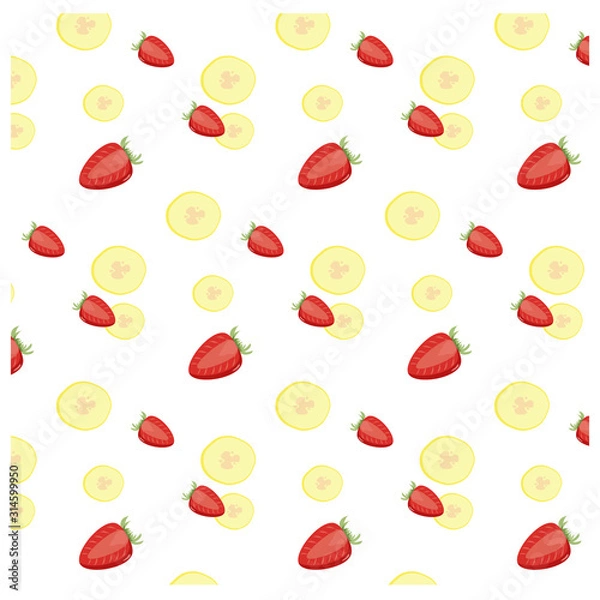 Fototapeta Fruits-Pattern-with-strawberry-and-bananas