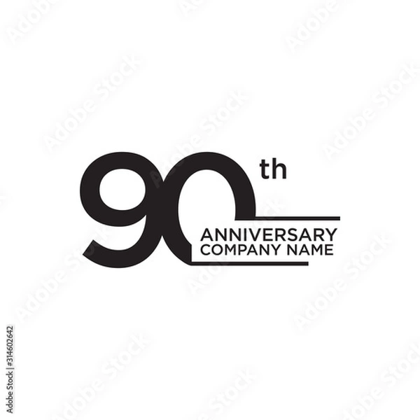 Fototapeta 90th year anniversary icon logo design template