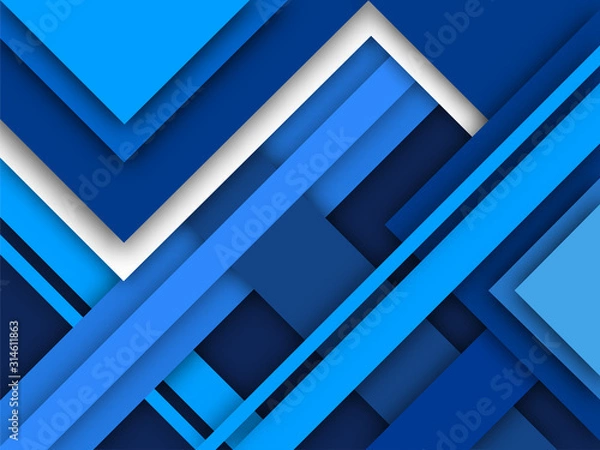 Fototapeta Blue and White Paper Overlapping Abstract Background.
