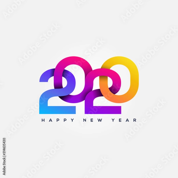 Fototapeta Premium Colorful Happy New Year 2020  logo design Vector