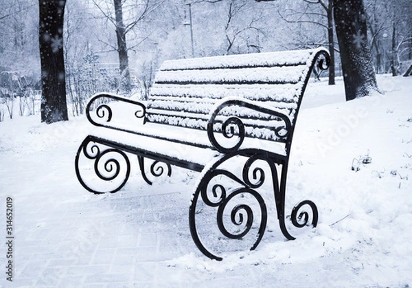Obraz benches in snow
