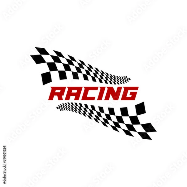 Fototapeta Race flag logo icon, Racing logo concept, modern simple design illustration vector template, Creative design