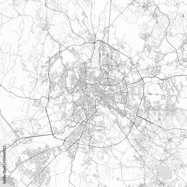 Fototapeta Rome city map. Detailed map of Rome (Italy). Transport system of the city. Includes properly grouped map features (water objects, railroads, roads etc).