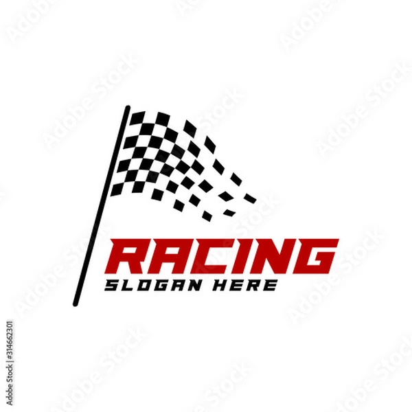 Fototapeta Race flag logo icon, Racing logo concept, modern simple design illustration vector template, Creative design