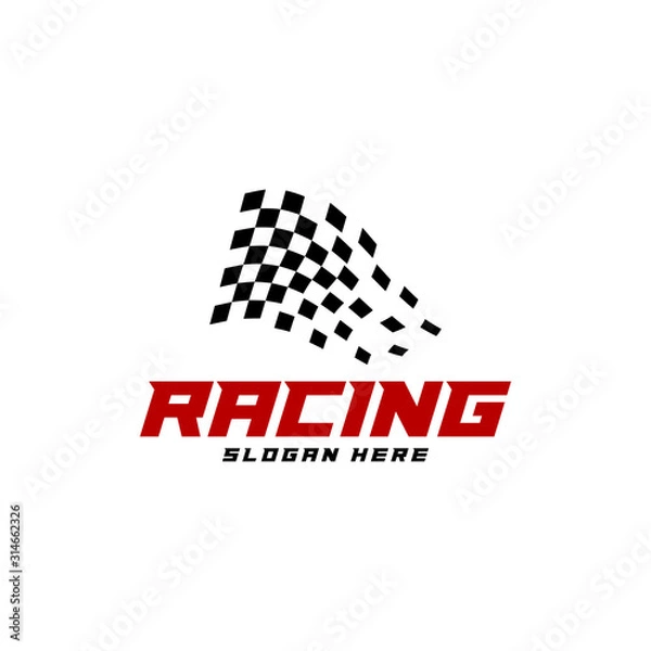 Fototapeta Race flag logo icon, Racing logo concept, modern simple design illustration vector template, Creative design