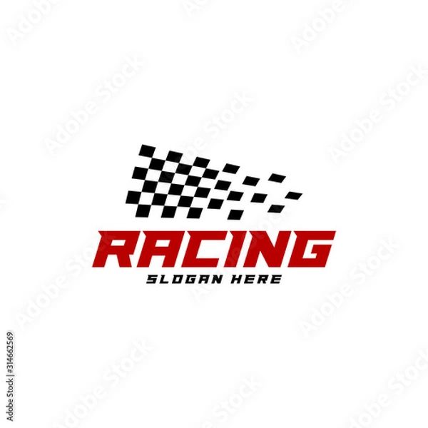 Fototapeta Race flag logo icon, Racing logo concept, modern simple design illustration vector template, Creative design