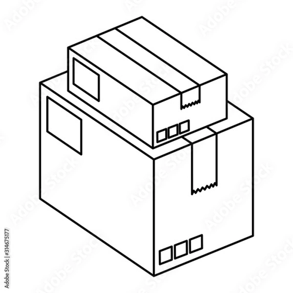Fototapeta boxes packages cargo isolated icon vector illustration design