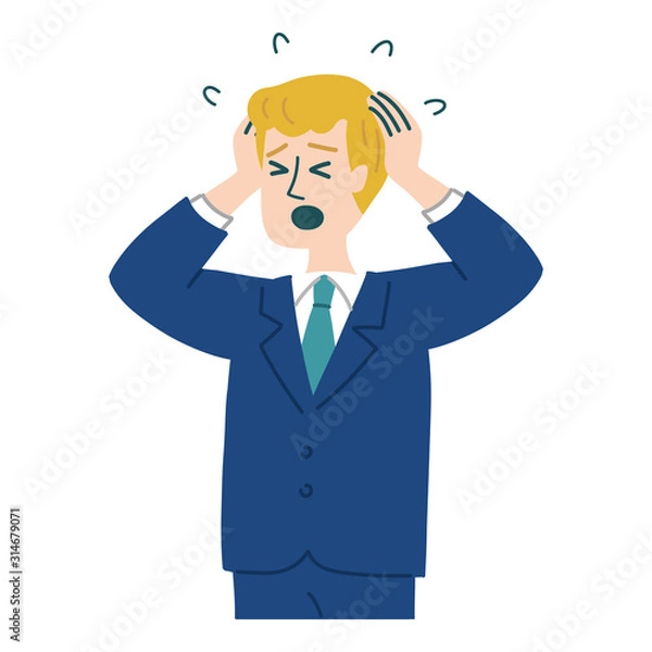 Fototapeta スーツ　金髪　男性　パニック