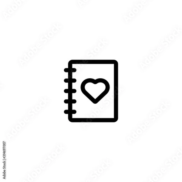 Fototapeta Love notebook diary in heart Icon, Logo, Vector