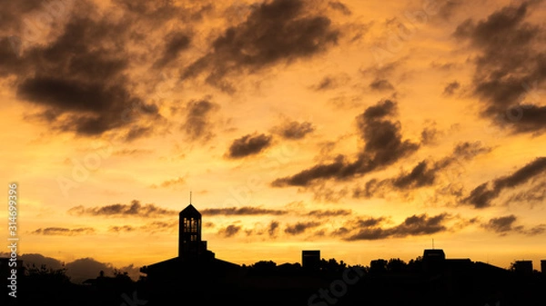 Fototapeta sunset landscape with dramatic clouds