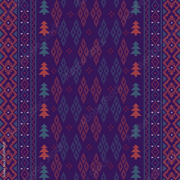 Fototapeta Creative design cloth pattern. Tribal ethnic ornament seamless pattern. Colorful vector illustration. Ethnic motif for textile