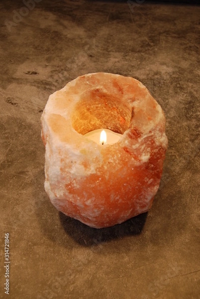 Obraz Lit Himalayan Salt Lamp Candle