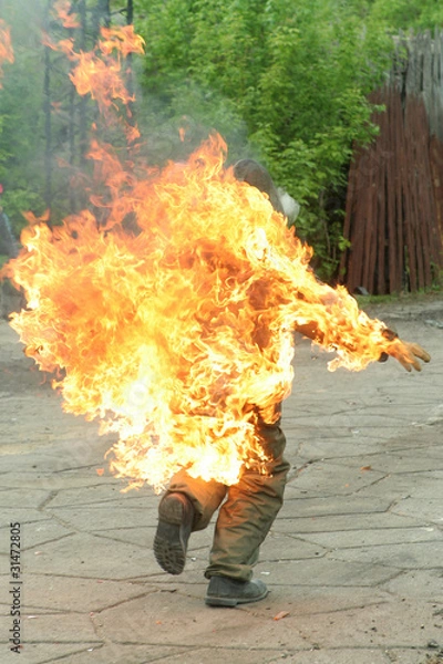 Obraz Горящий человек. Трюк каскадёра.