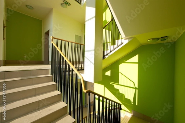 Obraz House interior with modern stairs