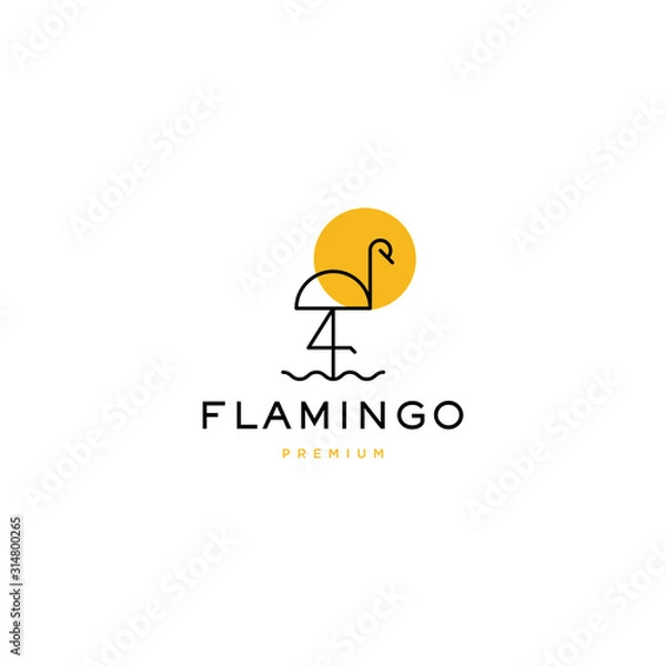 Obraz Vector logo design icon. Flamingo, heron, crane. Modern style