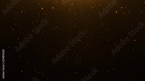 Fototapeta gold particles abstract background with shining golden Floating Dust Particles Flare Bokeh star on Black Background. Futuristic glittering in space.
