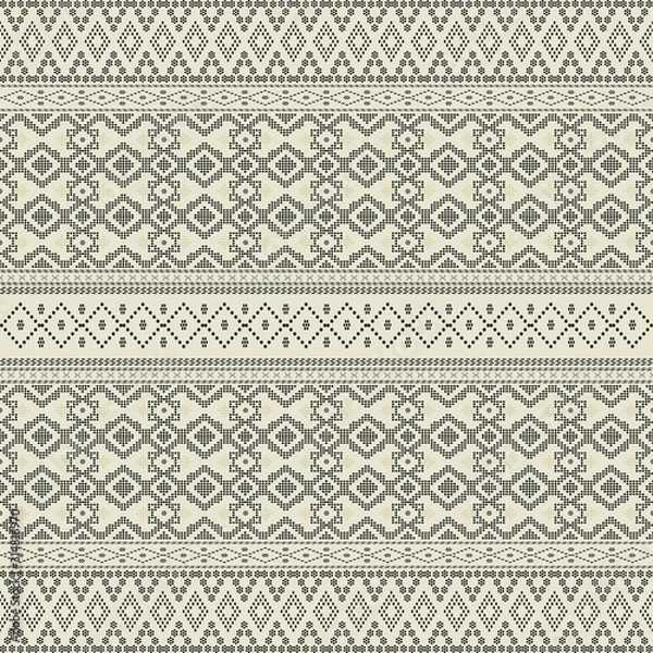 Fototapeta Creative design cloth horizontal pattern. Tribal ethnic ornament seamless pattern. Colorful vector illustration. Ethnic motif batik for textile