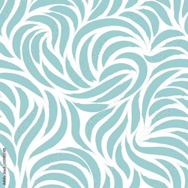 Fototapeta Seamless vector pattern of flowing lines or brush strokes in pastel colors. Blank for printing on fabric, elegant texture in blue color isolated on white background.