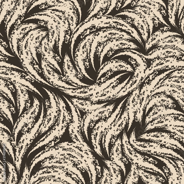 Obraz Grunge beige seamless texture of torn arches on a brown background. Abstract pattern for prints or packaging strips of chalk or coal