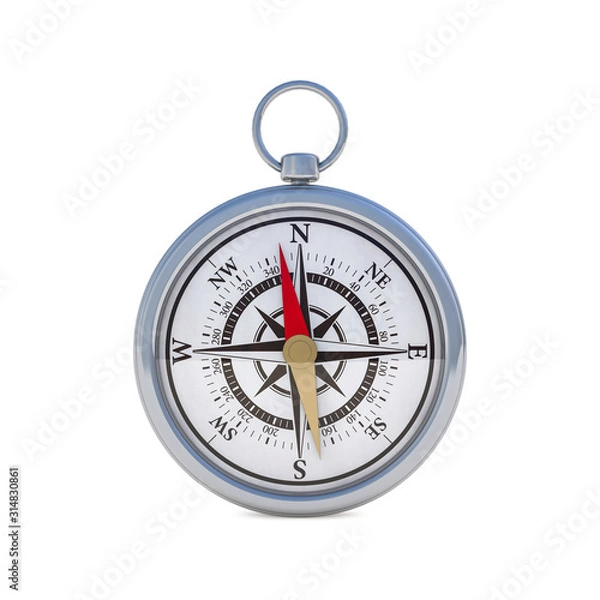 Fototapeta Vintage compass isolated on white background. 3D