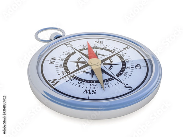Obraz Vintage compass isolated on white background. 3D
