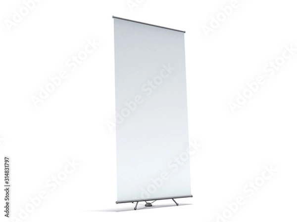 Fototapeta Blank roll up banner display. Template mockup. 3D