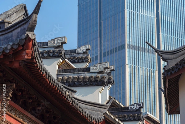 Fototapeta Landscape of new over old architecture details