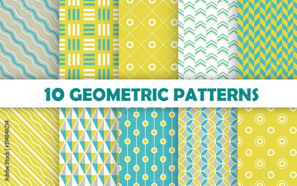 Fototapeta Set of geometric seamless pattern.