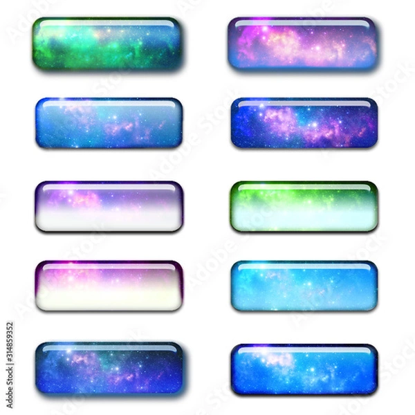 Obraz Galaxy glass buttons for advertisement