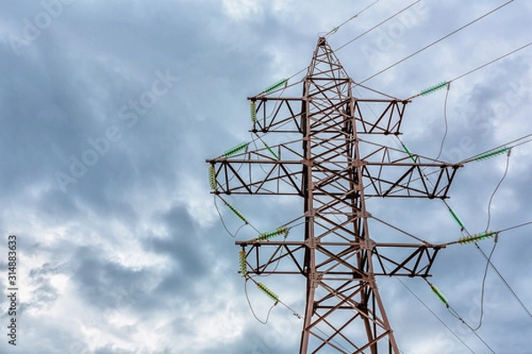 Obraz High voltage line and cloudy sky