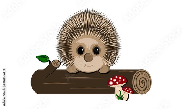 Fototapeta Igel auf Baumstamm