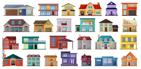 Fototapeta Villa of house vector cartoon set icon.Vector illustration building of home.Isolated cartoon set icon villa of house on white background .