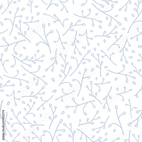 Fototapeta Vector Hand Drawn Meadow Florals on White seamless pattern background.
