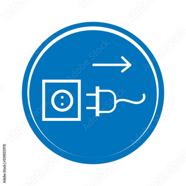 Obraz Disconnect mains plug from electrical outlet sign. Plug socket icon
