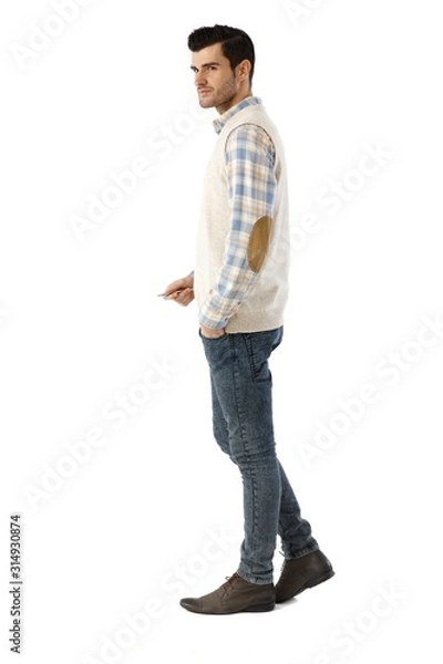 Fototapeta Side view of young man