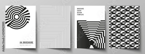 Obraz Vector layout of A4 format modern cover mockups design template for brochure, magazine, flyer, booklet, report. Trendy geometric abstract background in minimalistic flat style with dynamic composition
