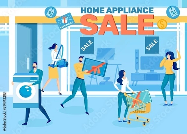 Fototapeta Home Appliance Store Sale Flat Vector Ad Banner