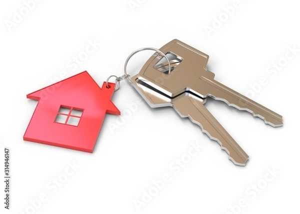 Obraz House and keys on white background 3d rendering