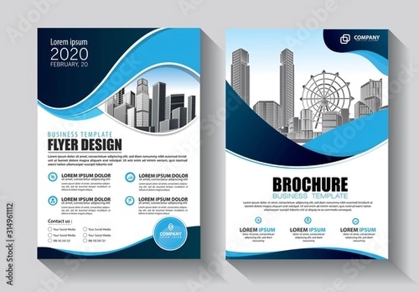 Obraz Business abstract vector template. Brochure design, cover modern layout, annual report, poster, flyer in A4 with colorful triangles, geometric shapes for tech, science, market with light background