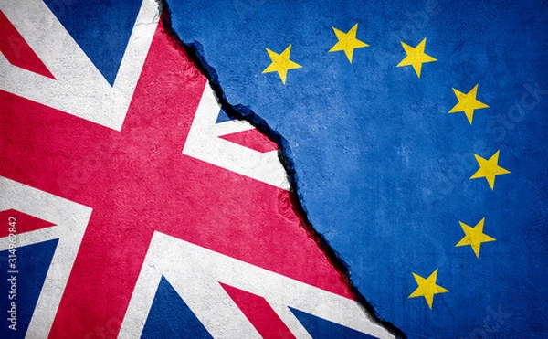 Obraz Brexit concept broken wall.