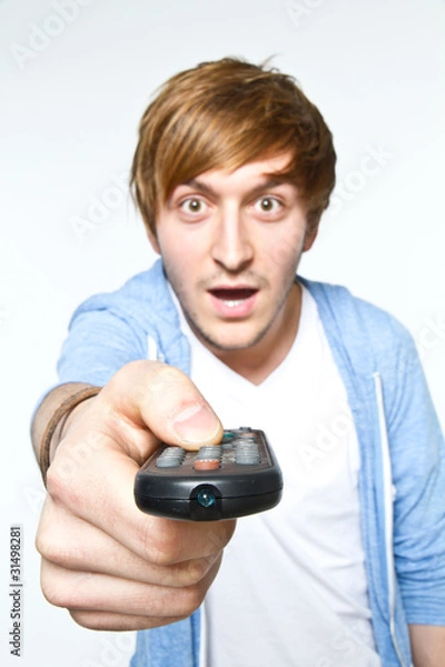 Fototapeta surprised couchpotato