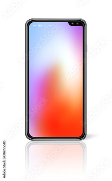 Fototapeta All-screen colorful smartphone mockup isolated on white. 3D render