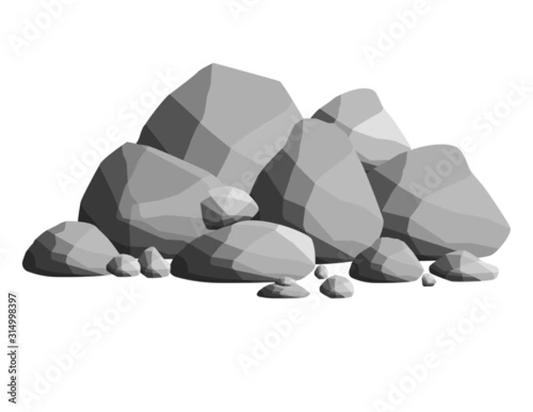 Fototapeta Set of gray rocks of different shapes. the environment of a natural cliff. nature background element. fence wall of blocks.