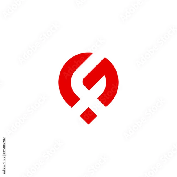 Obraz Pin location letter FG logo design